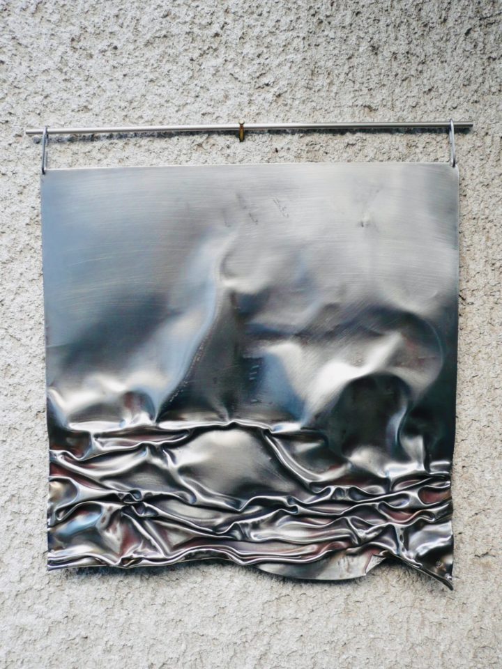 krajina, 35x40 cm, deformovaný nerezový plech